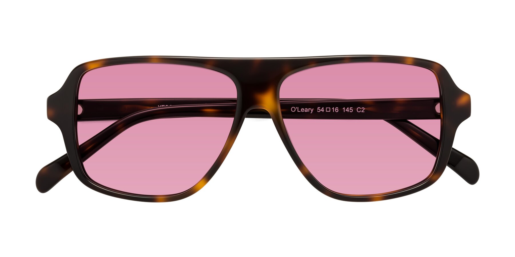 Folded Front of O'Leary in Tortoise with Medium Wine Tinted Lenses