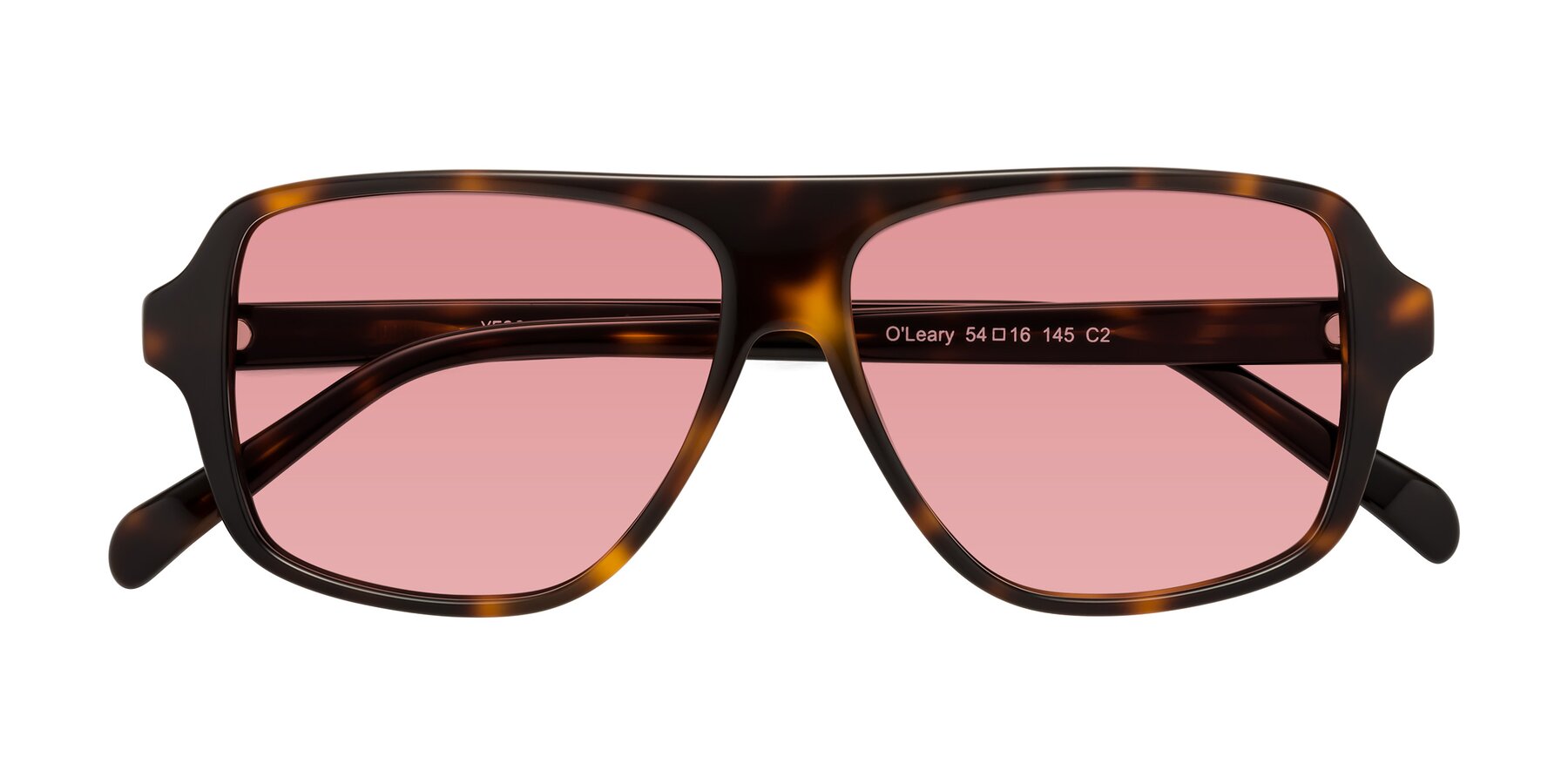 Folded Front of O'Leary in Tortoise with Medium Garnet Tinted Lenses