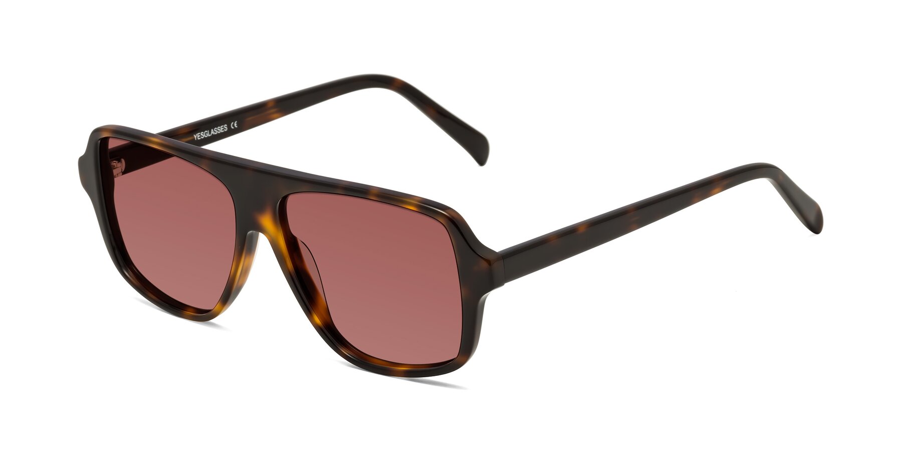 Angle of O'Leary in Tortoise with Garnet Tinted Lenses