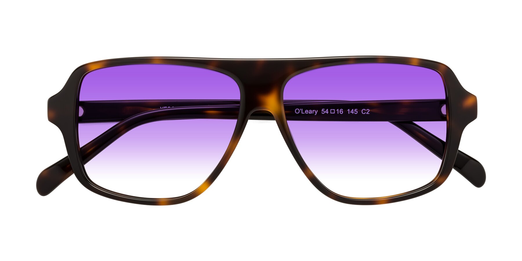 Folded Front of O'Leary in Tortoise with Purple Gradient Lenses