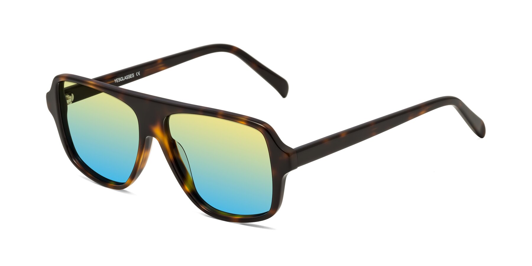 Angle of O'Leary in Tortoise with Yellow / Blue Gradient Lenses
