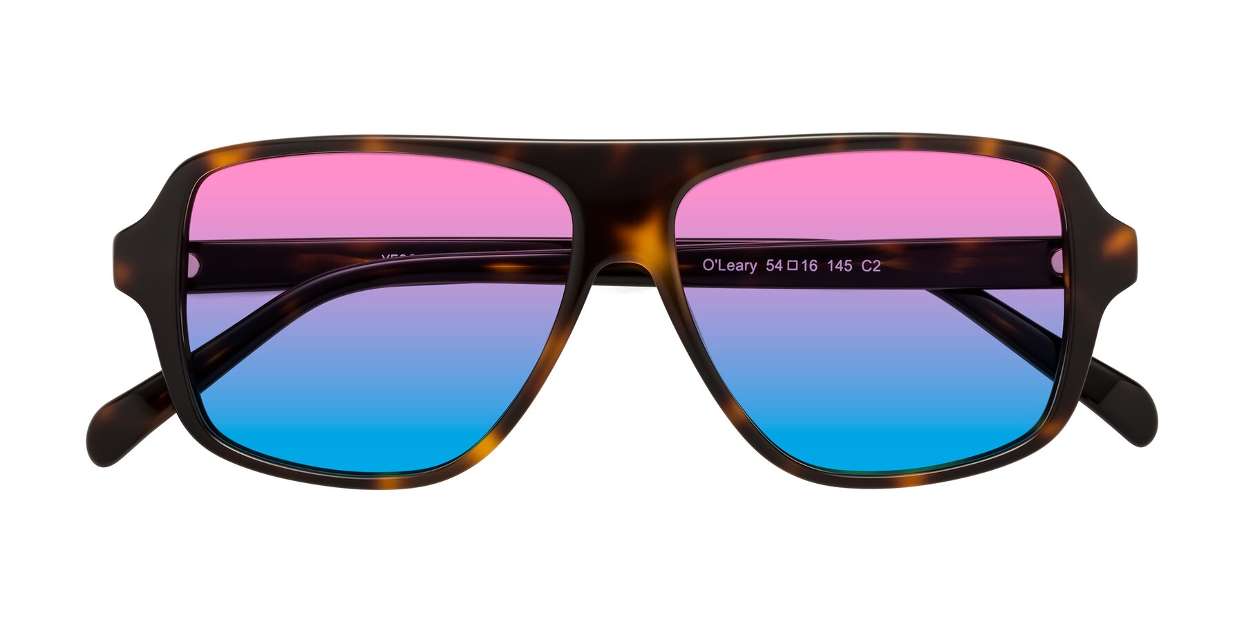 Folded Front of O'Leary in Tortoise with Pink / Blue Gradient Lenses