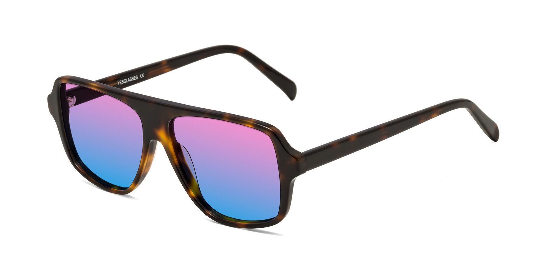 Angle of O'Leary in Tortoise with Pink / Blue Gradient Lenses