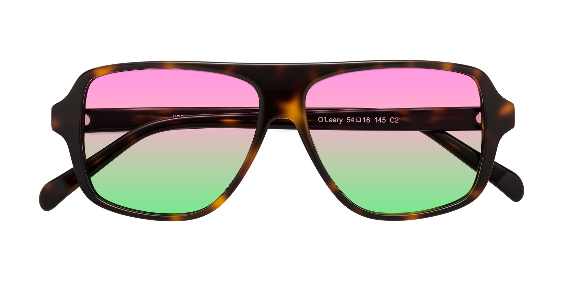 Folded Front of O'Leary in Tortoise with Pink / Green Gradient Lenses
