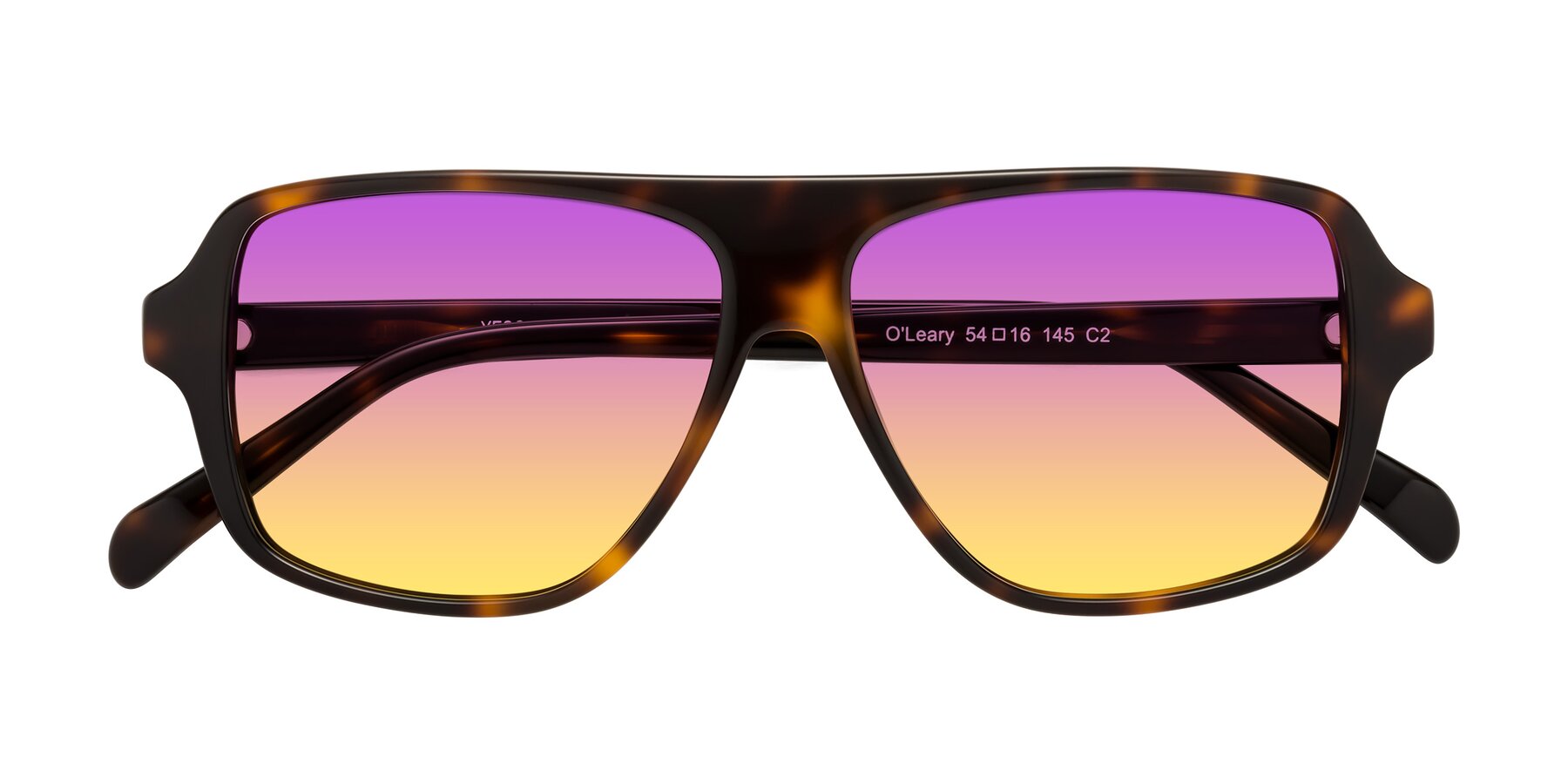 Folded Front of O'Leary in Tortoise with Purple / Yellow Gradient Lenses
