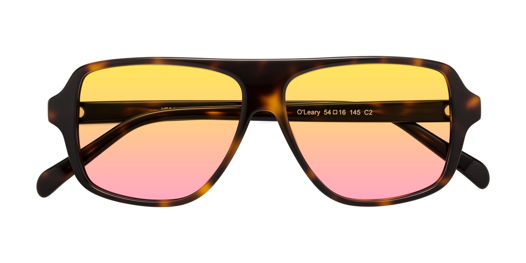 Folded Front of O'Leary in Tortoise with Yellow / Pink Gradient Lenses