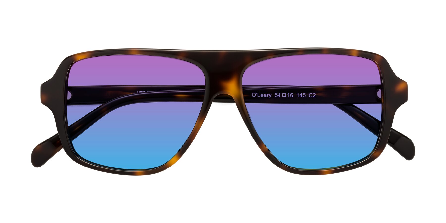 Folded Front of O'Leary in Tortoise with Purple / Blue Gradient Lenses