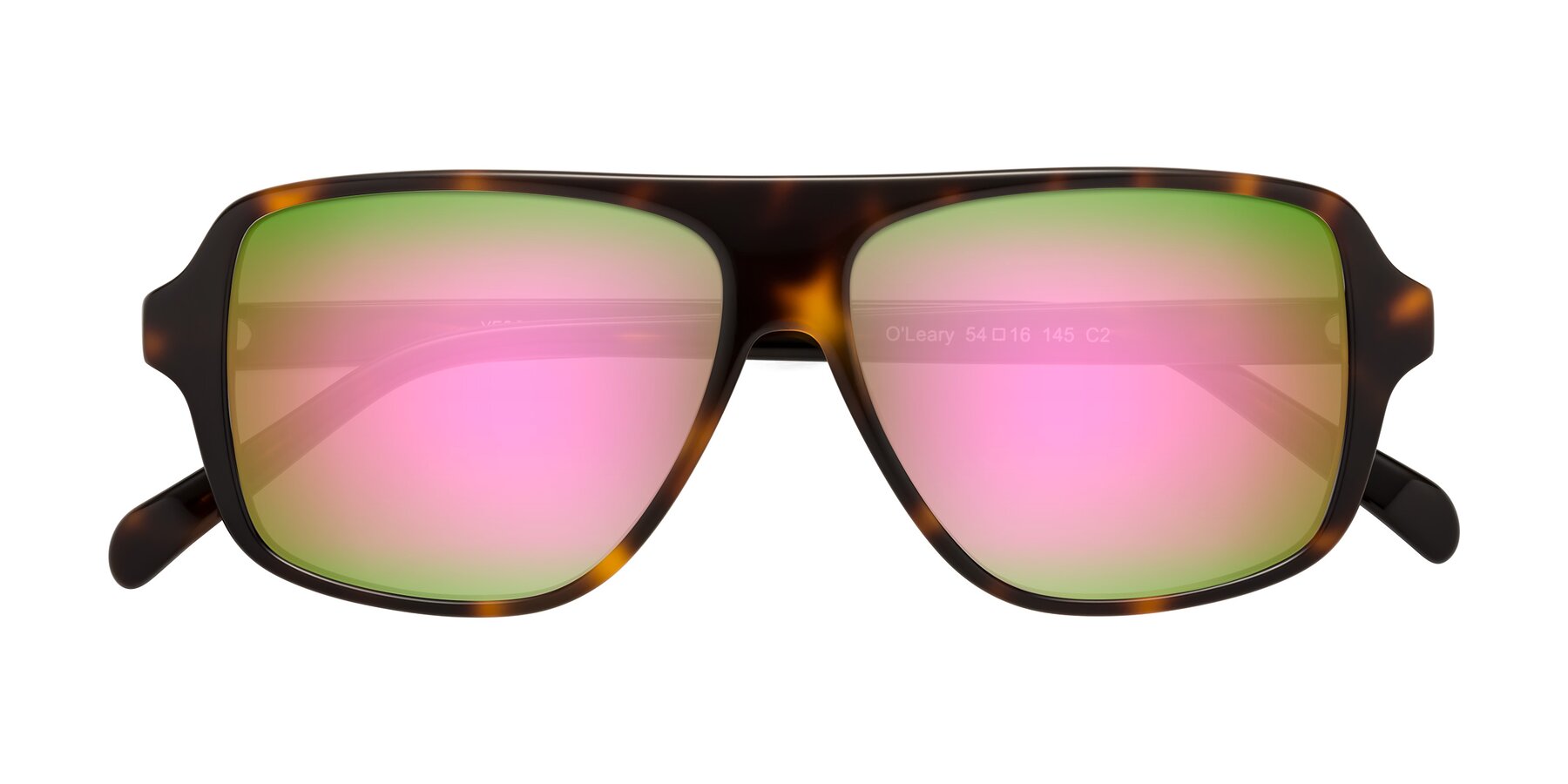 Folded Front of O'Leary in Tortoise with Pink Mirrored Lenses
