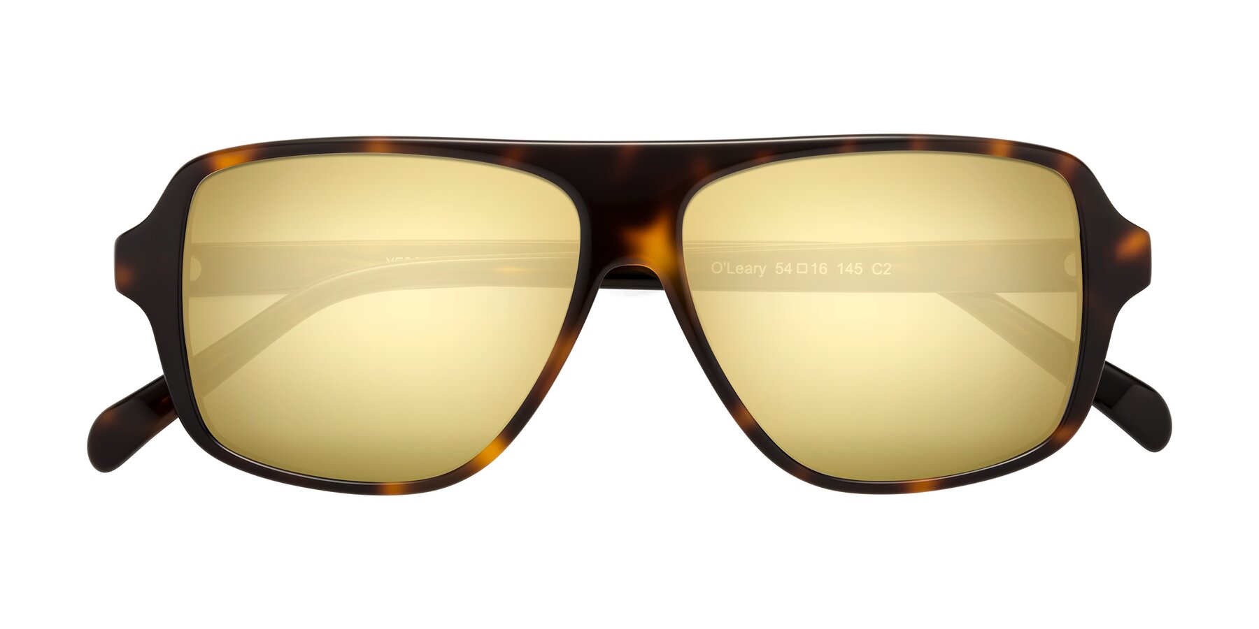 Folded Front of O'Leary in Tortoise with Gold Mirrored Lenses