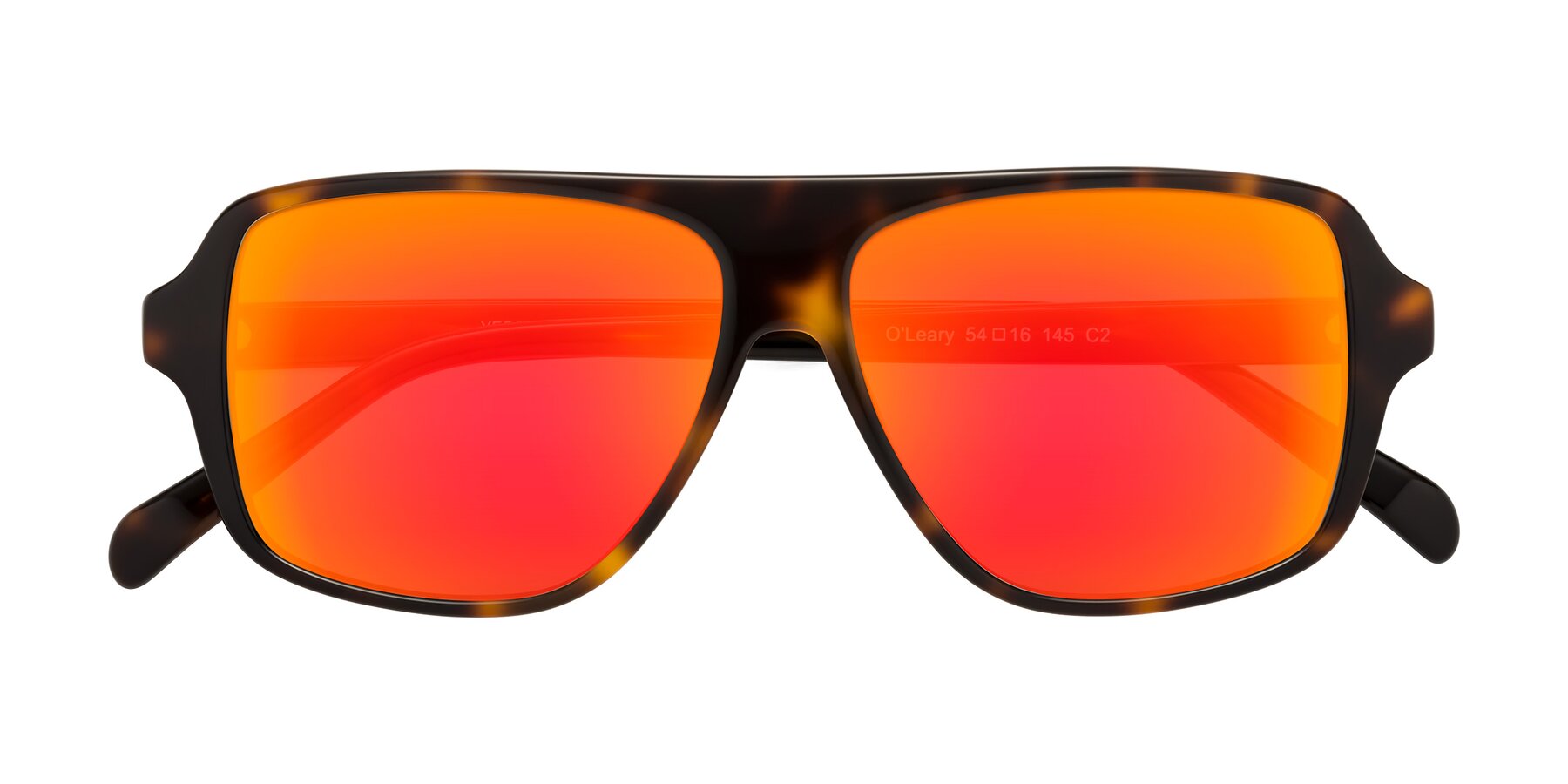 Folded Front of O'Leary in Tortoise with Red Gold Mirrored Lenses