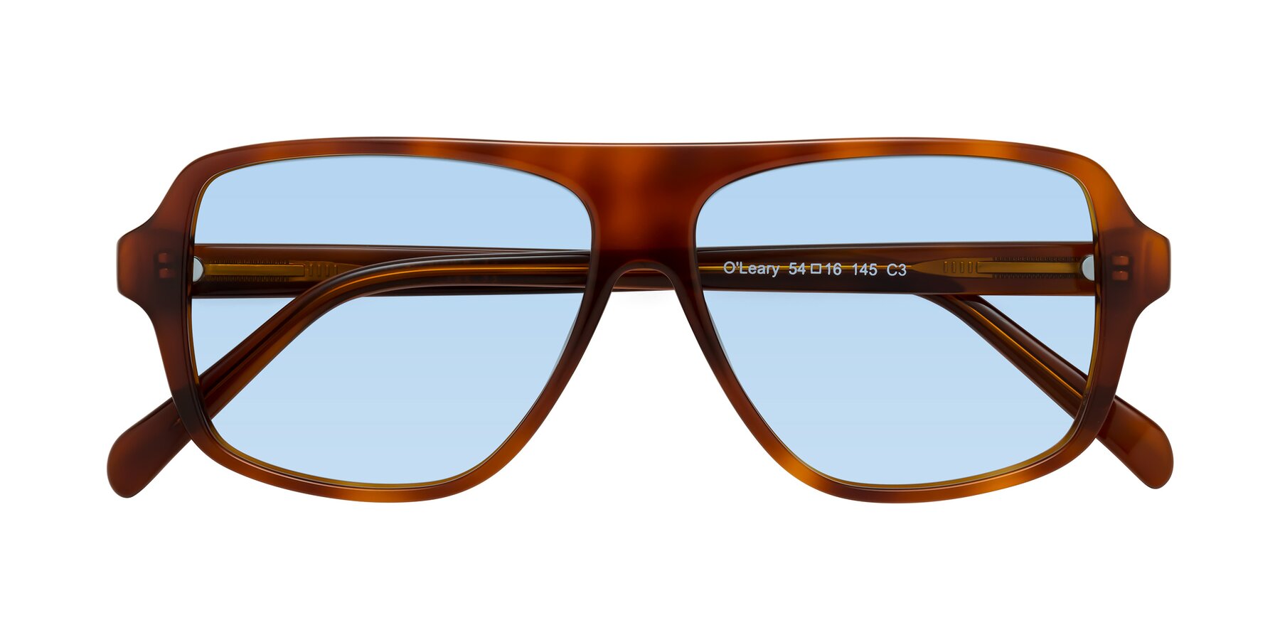 Folded Front of O'Leary in Maple Syrup with Light Blue Tinted Lenses