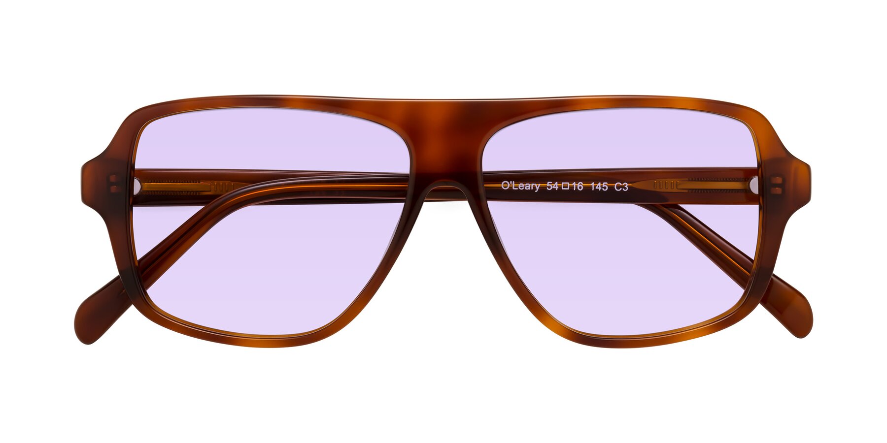 Folded Front of O'Leary in Maple Syrup with Light Purple Tinted Lenses