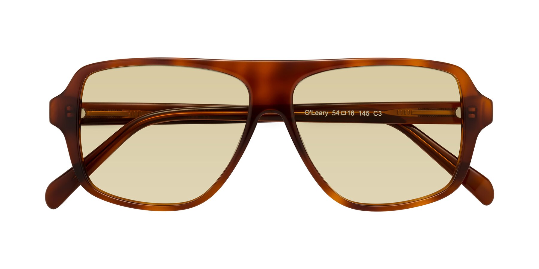 Folded Front of O'Leary in Maple Syrup with Light Champagne Tinted Lenses