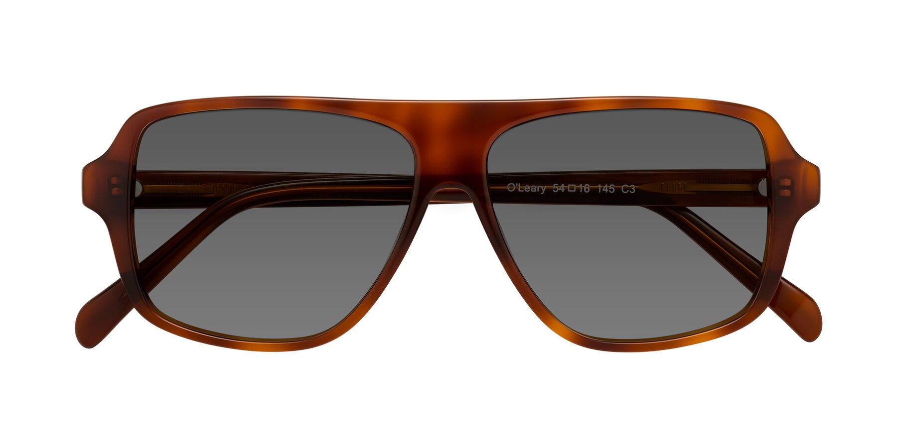 Folded Front of O'Leary in Maple Syrup with Medium Gray Tinted Lenses