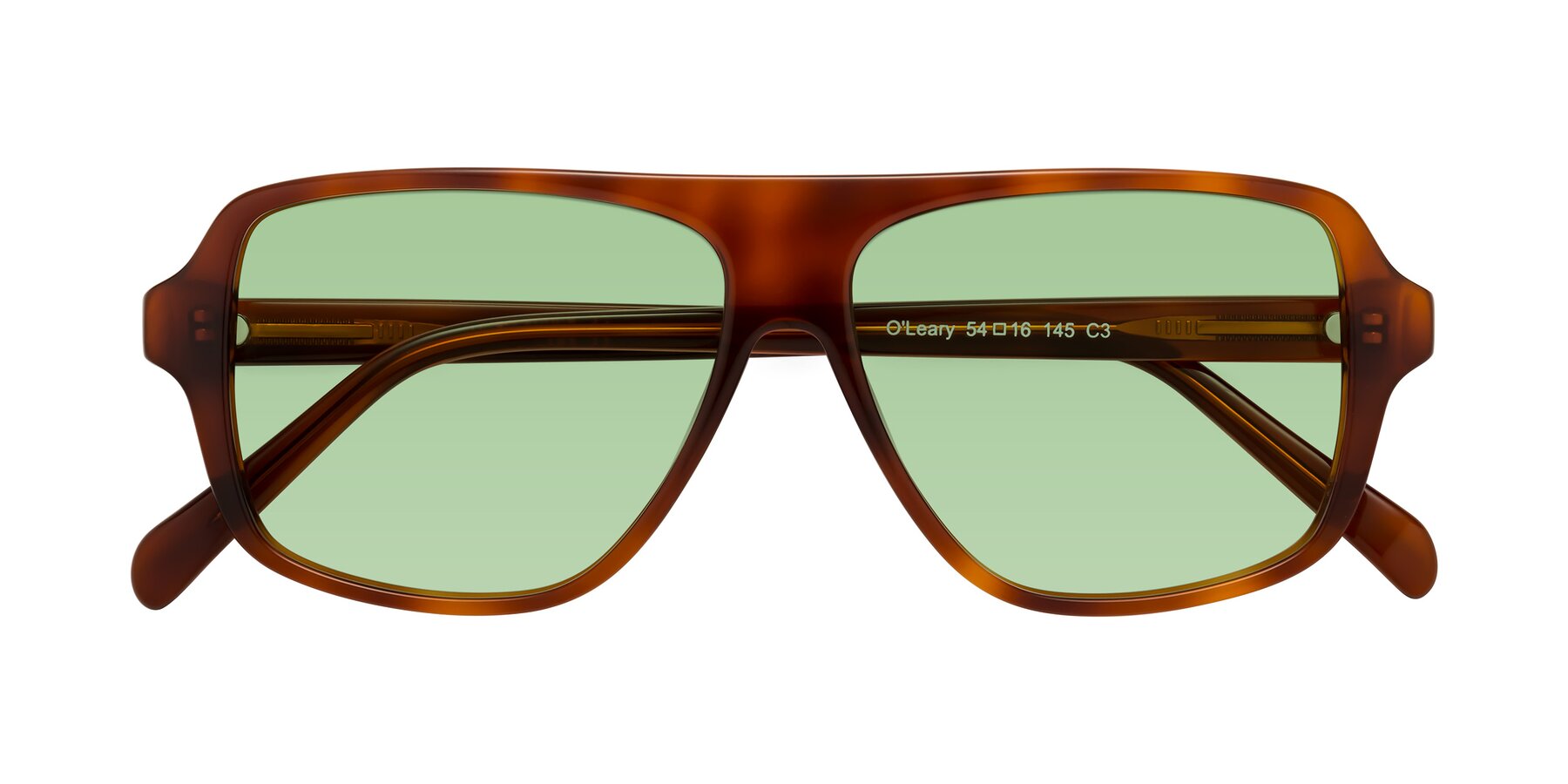 Folded Front of O'Leary in Maple Syrup with Medium Green Tinted Lenses