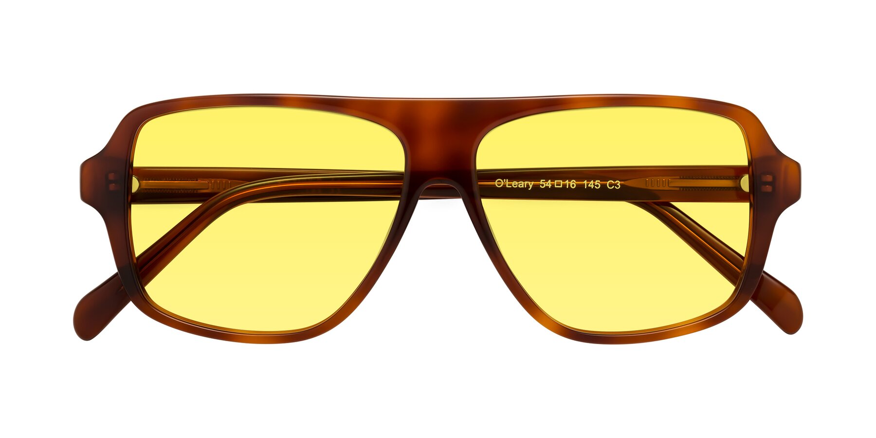 Folded Front of O'Leary in Maple Syrup with Medium Yellow Tinted Lenses