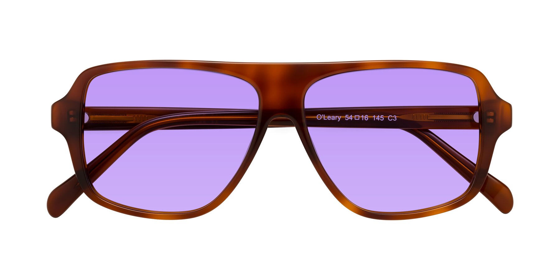 Folded Front of O'Leary in Maple Syrup with Medium Purple Tinted Lenses