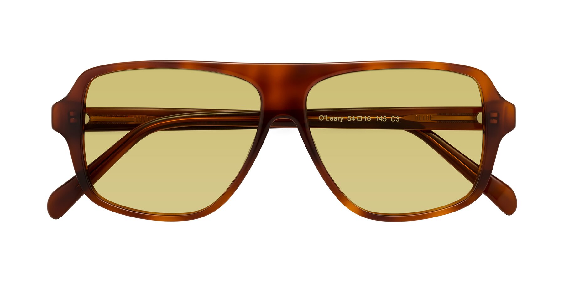Folded Front of O'Leary in Maple Syrup with Medium Champagne Tinted Lenses