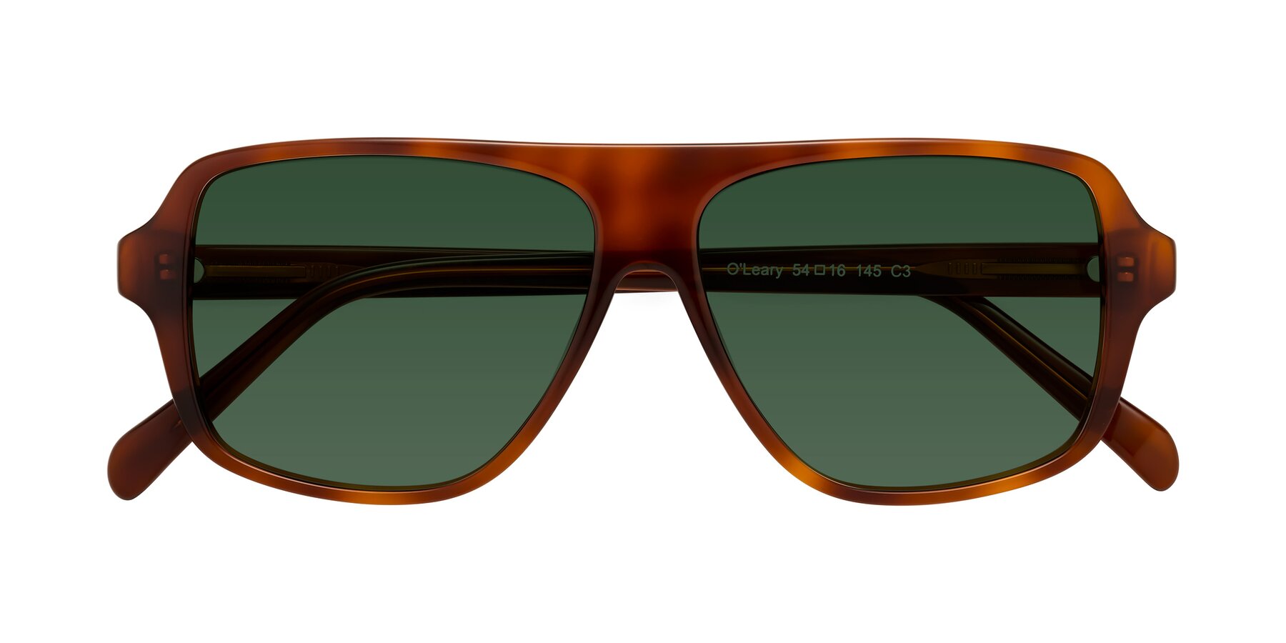 Folded Front of O'Leary in Maple Syrup with Green Tinted Lenses