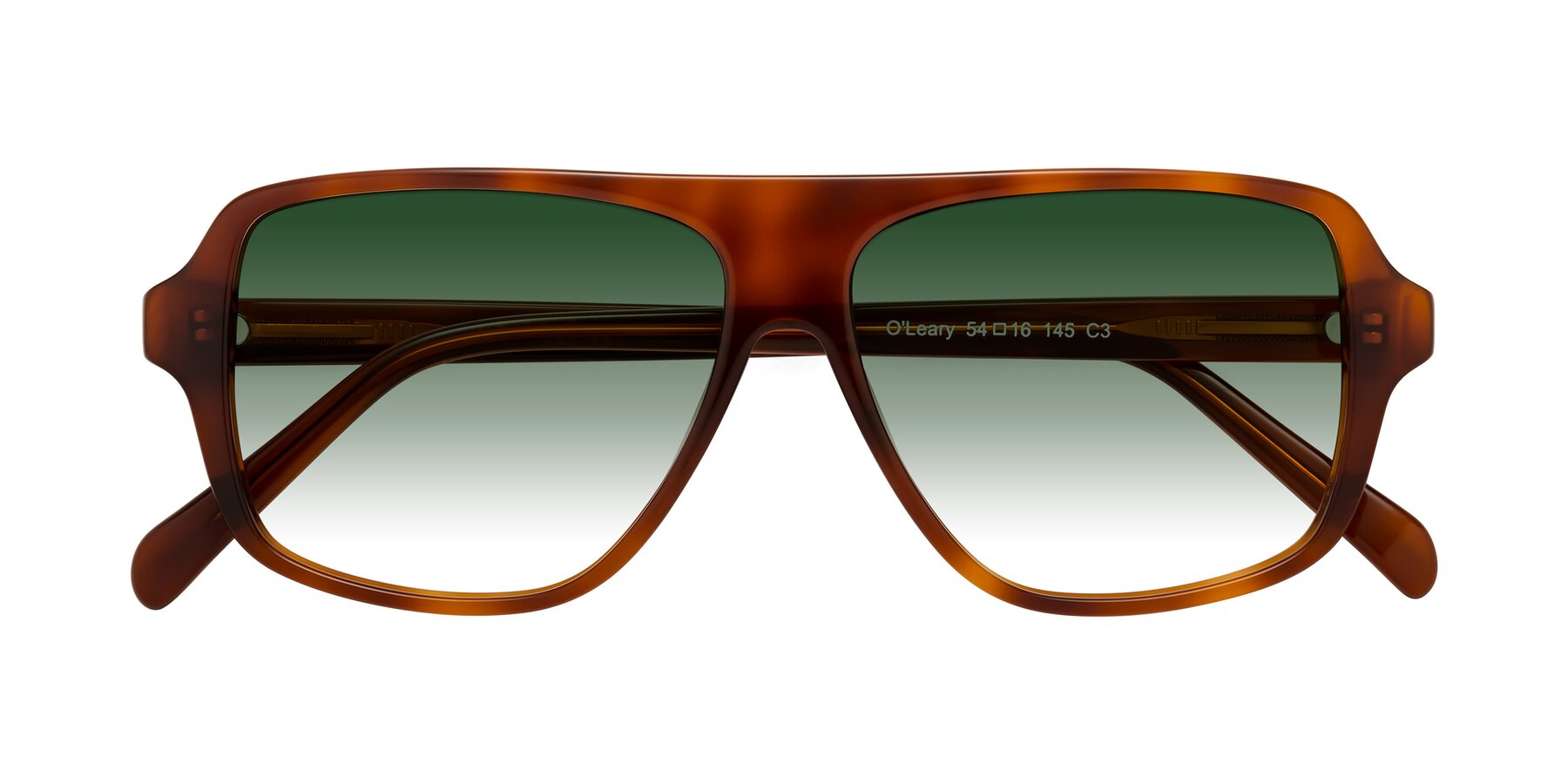 Folded Front of O'Leary in Maple Syrup with Green Gradient Lenses