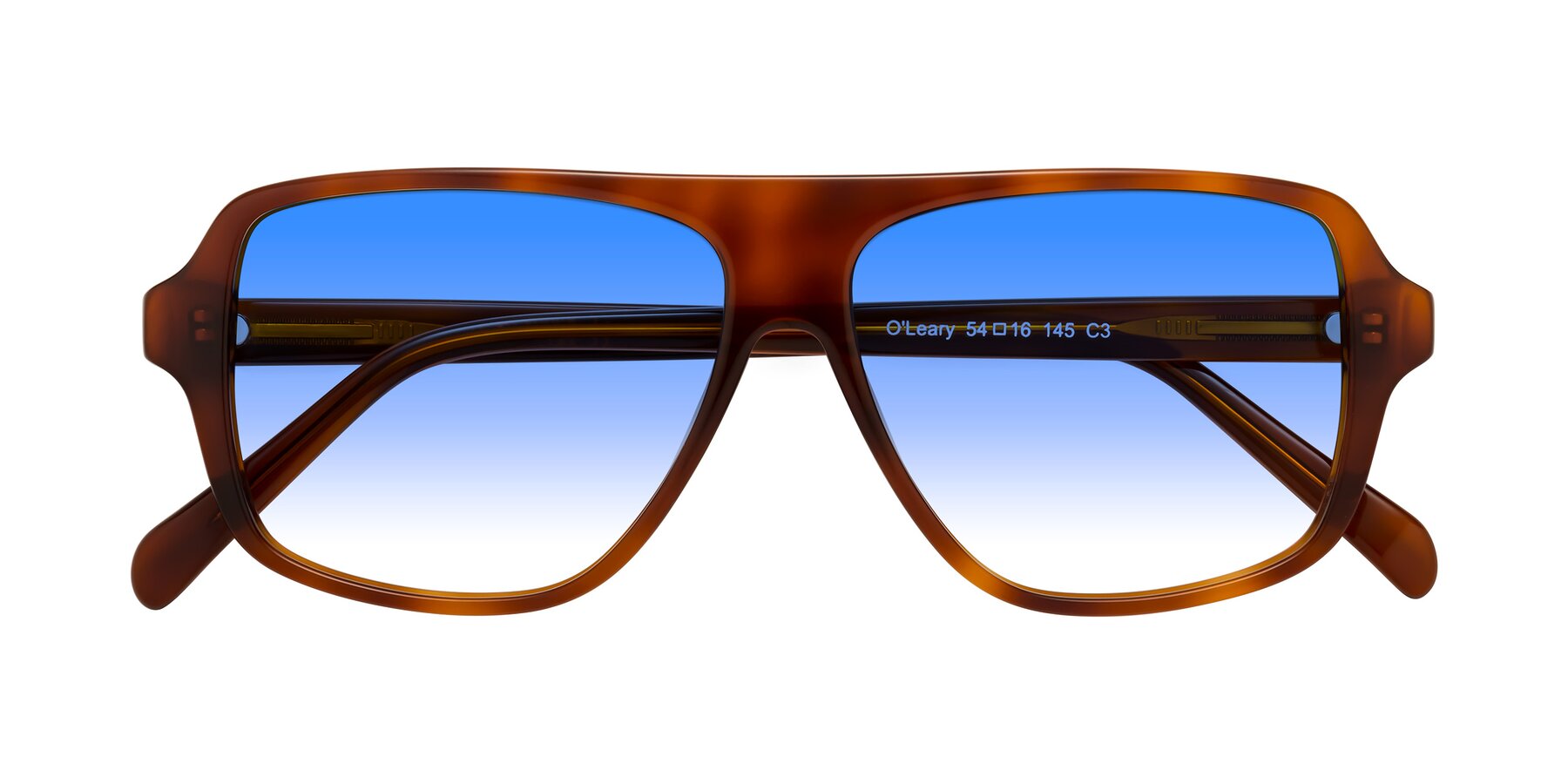 Folded Front of O'Leary in Maple Syrup with Blue Gradient Lenses