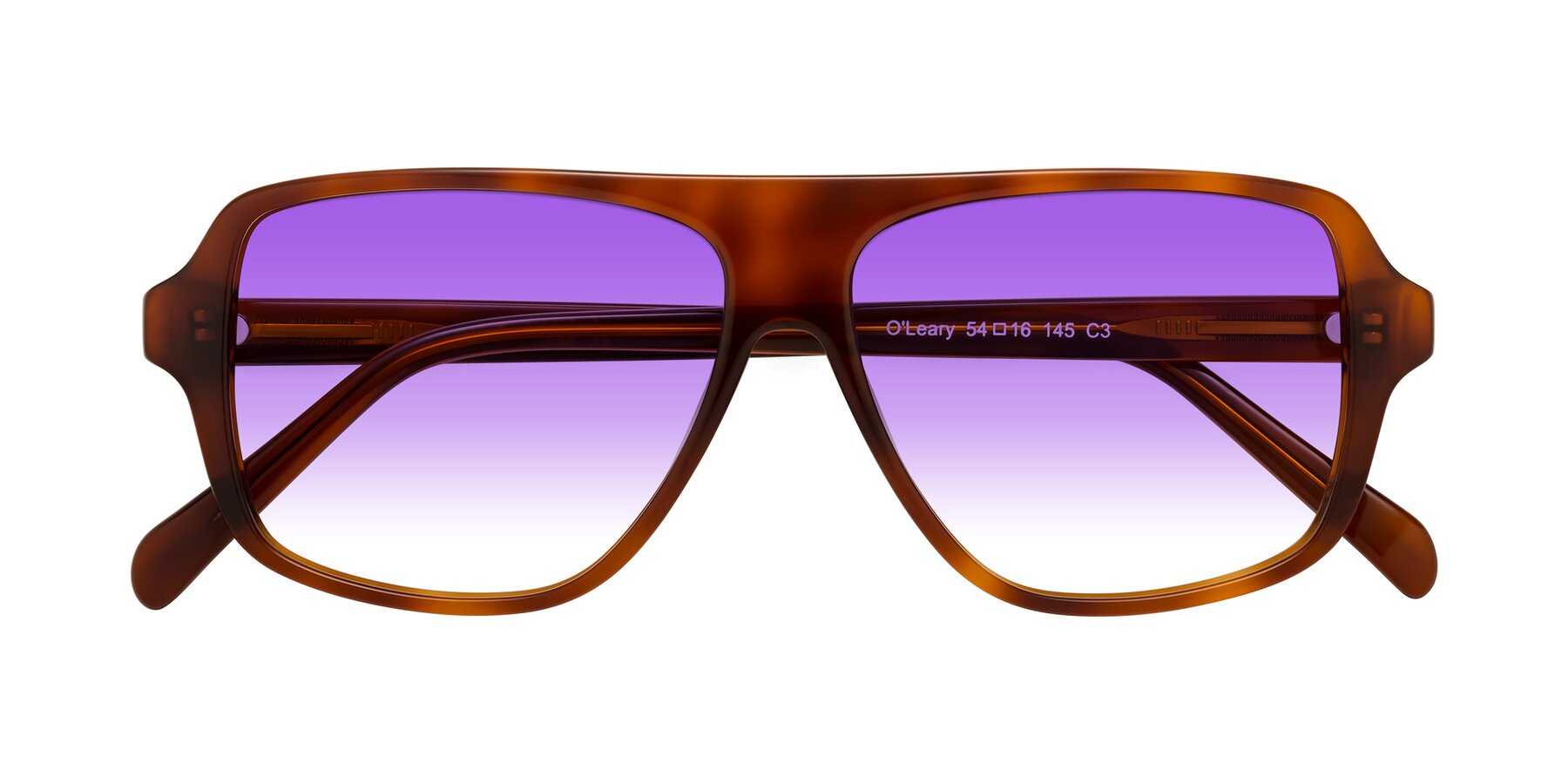 Folded Front of O'Leary in Maple Syrup with Purple Gradient Lenses