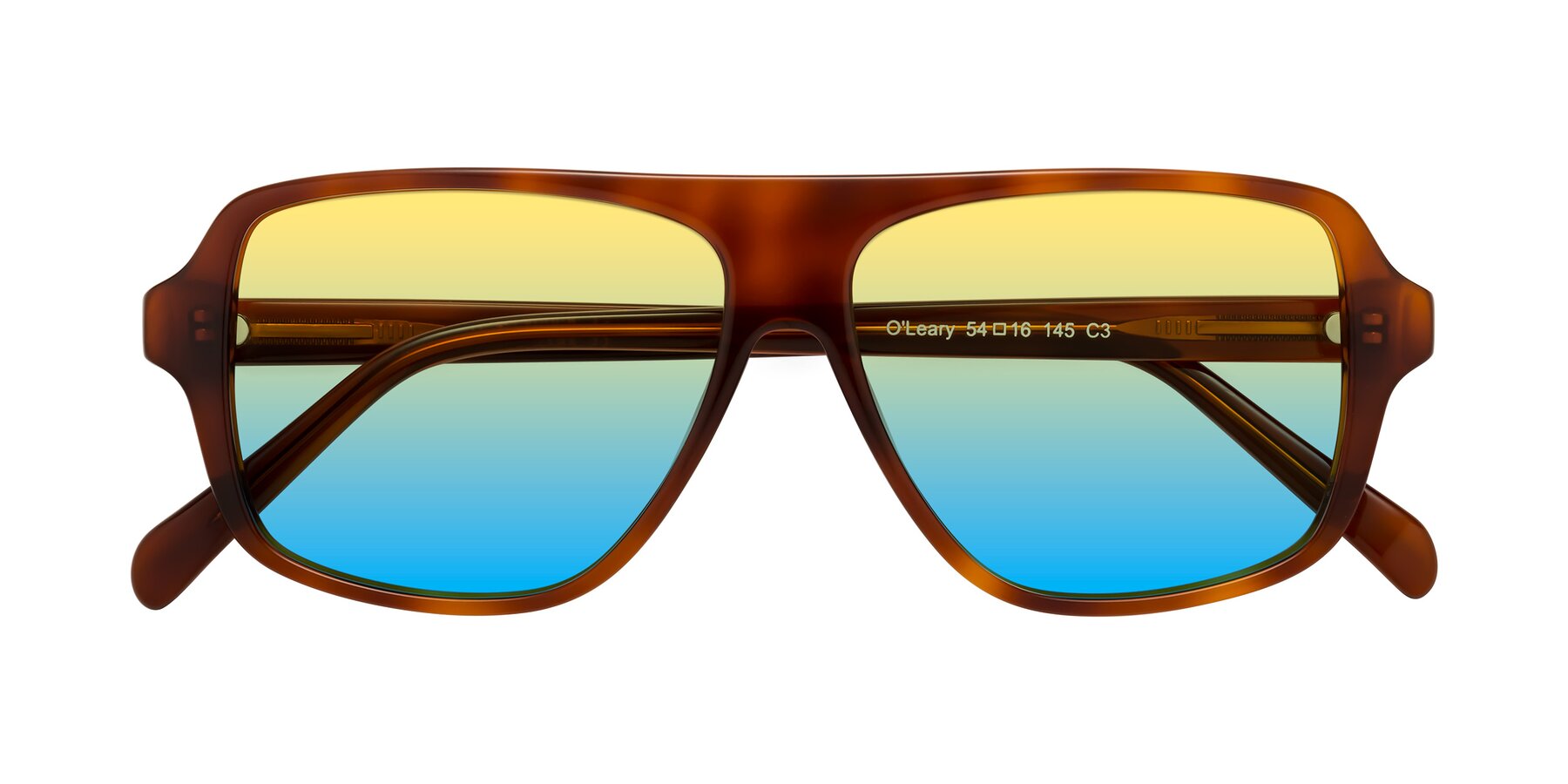 Folded Front of O'Leary in Maple Syrup with Yellow / Blue Gradient Lenses