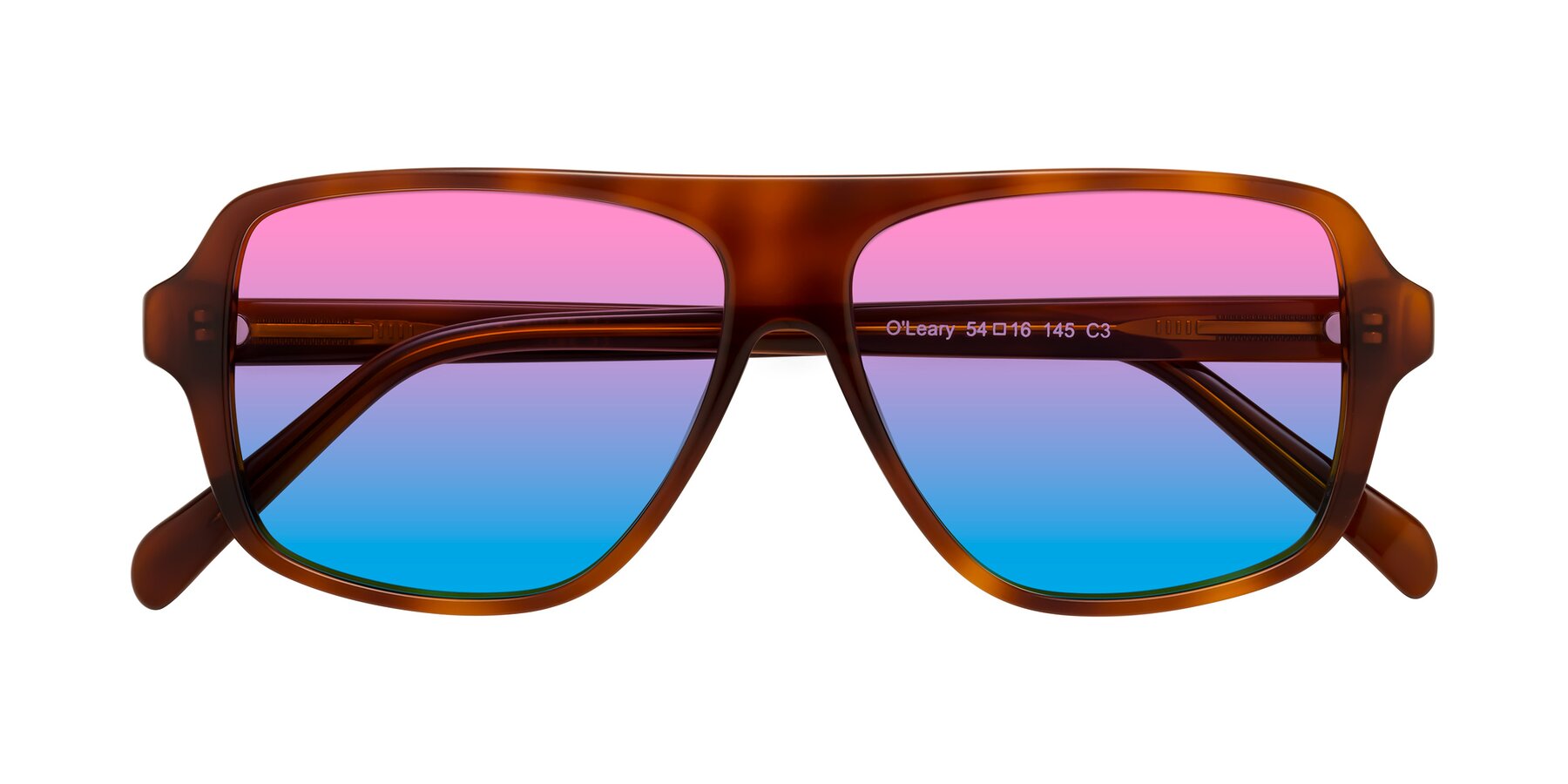 Folded Front of O'Leary in Maple Syrup with Pink / Blue Gradient Lenses