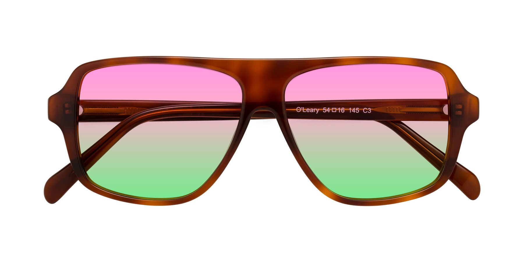 Folded Front of O'Leary in Maple Syrup with Pink / Green Gradient Lenses
