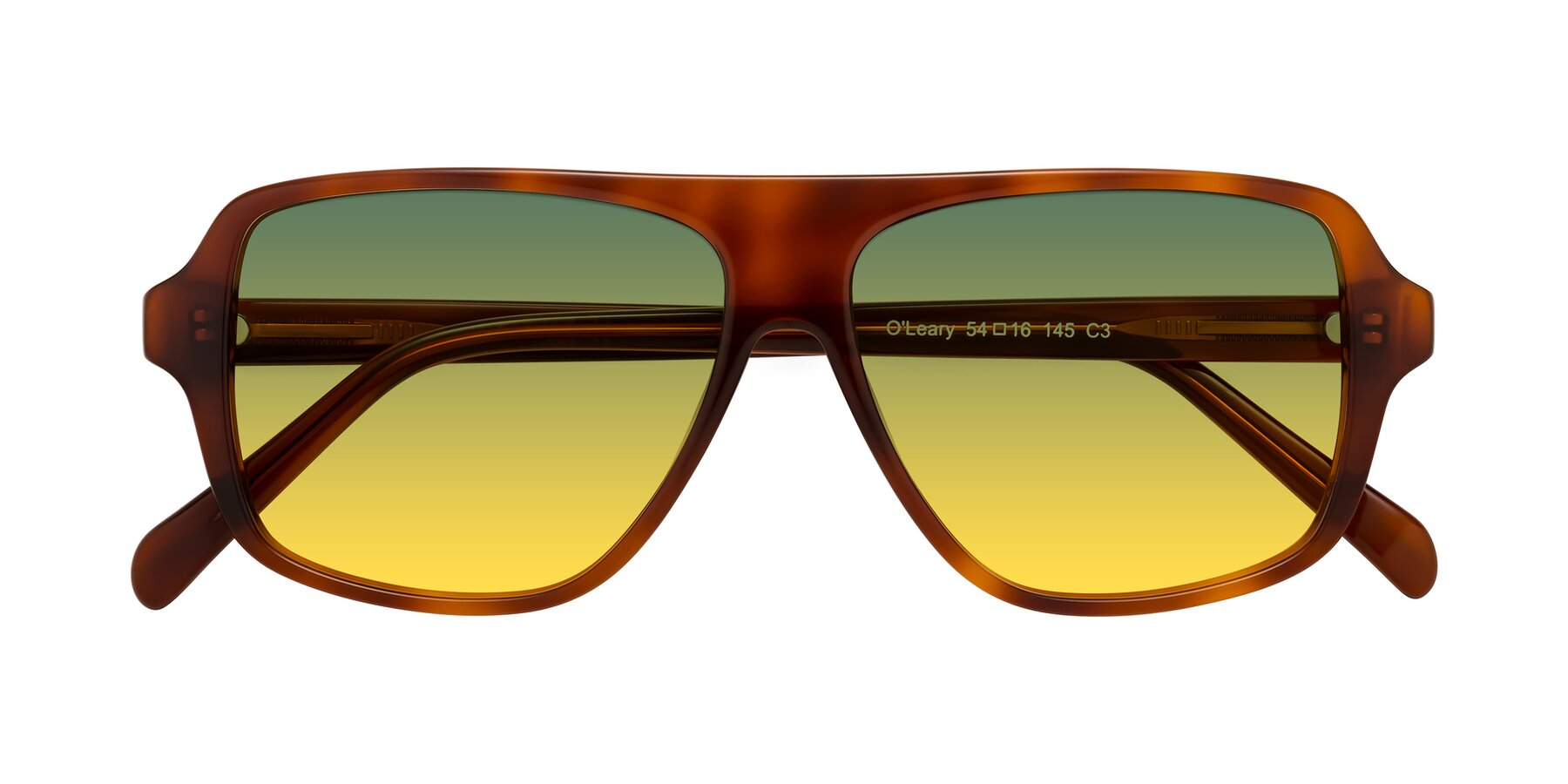Folded Front of O'Leary in Maple Syrup with Green / Yellow Gradient Lenses
