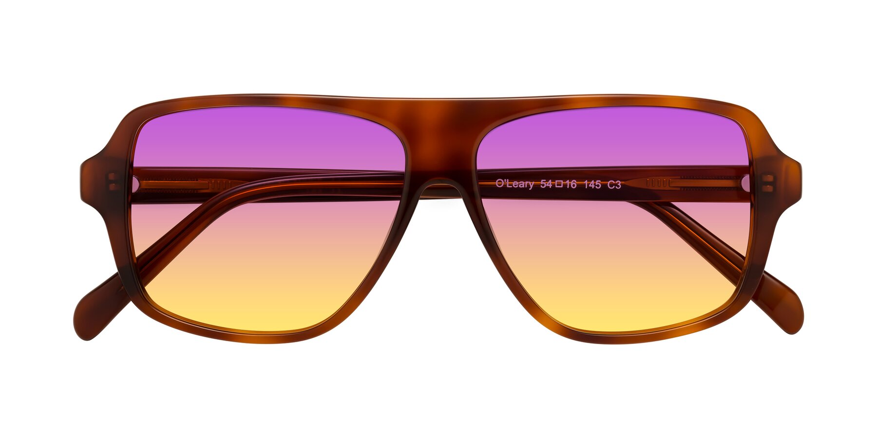 Folded Front of O'Leary in Maple Syrup with Purple / Yellow Gradient Lenses