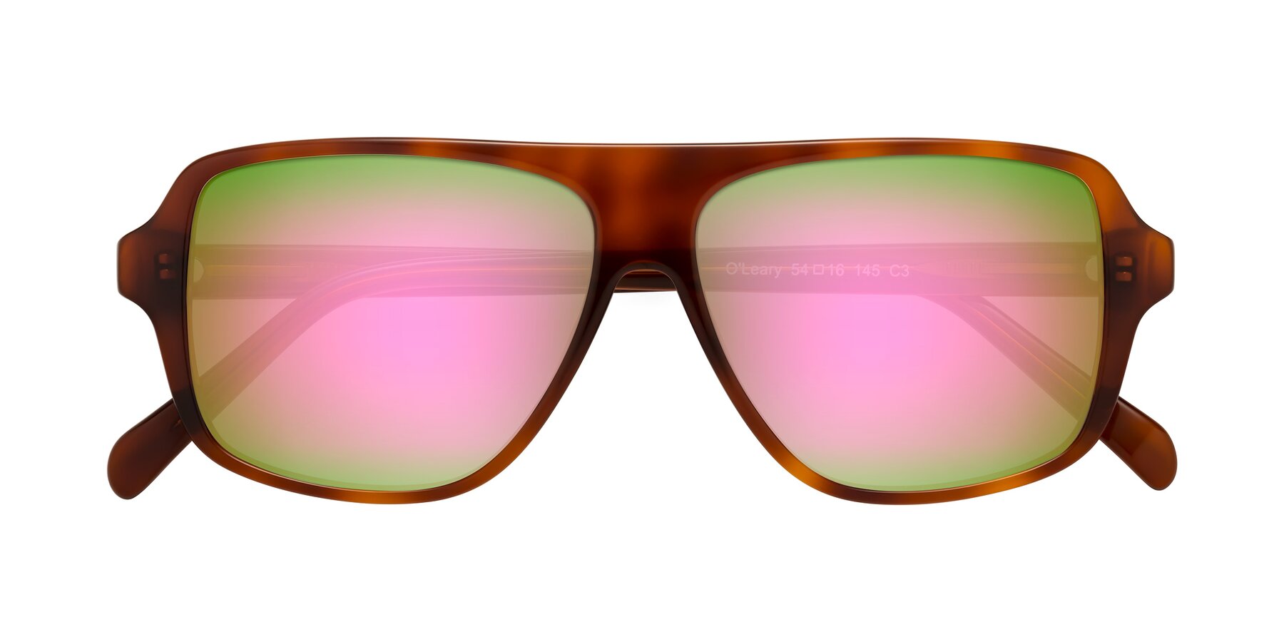 Folded Front of O'Leary in Maple Syrup with Pink Mirrored Lenses