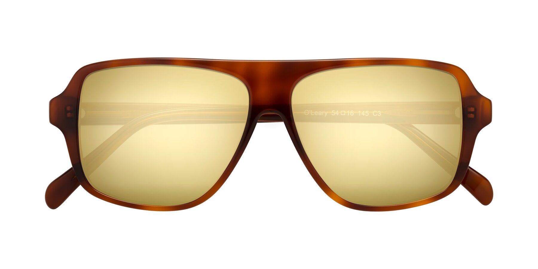 Folded Front of O'Leary in Maple Syrup with Gold Mirrored Lenses