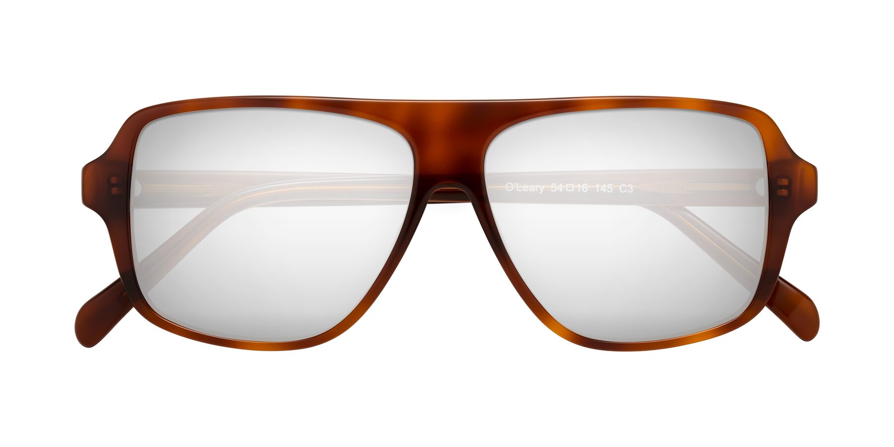 Folded Front of O'Leary in Maple Syrup with Silver Mirrored Lenses