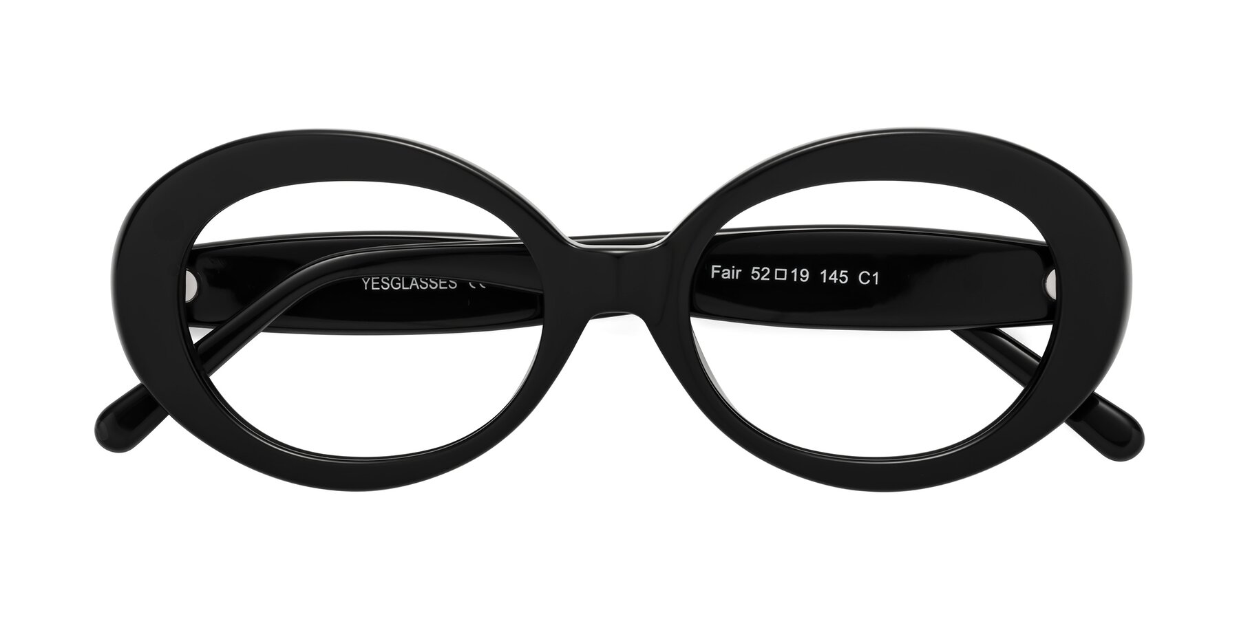 Folded Front of Fair in Black with Clear Eyeglass Lenses