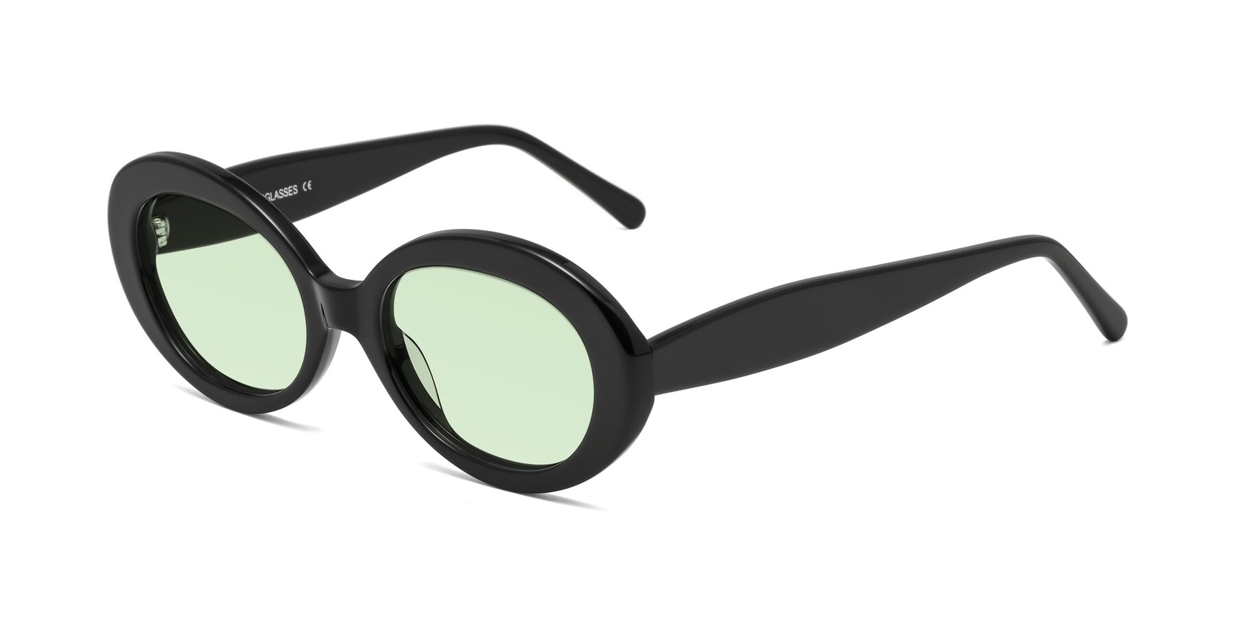 Angle of Fair in Black with Light Green Tinted Lenses