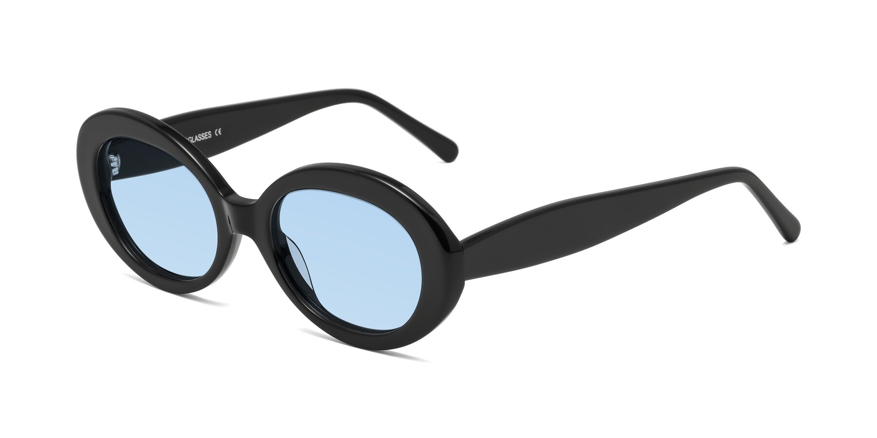Angle of Fair in Black with Light Blue Tinted Lenses