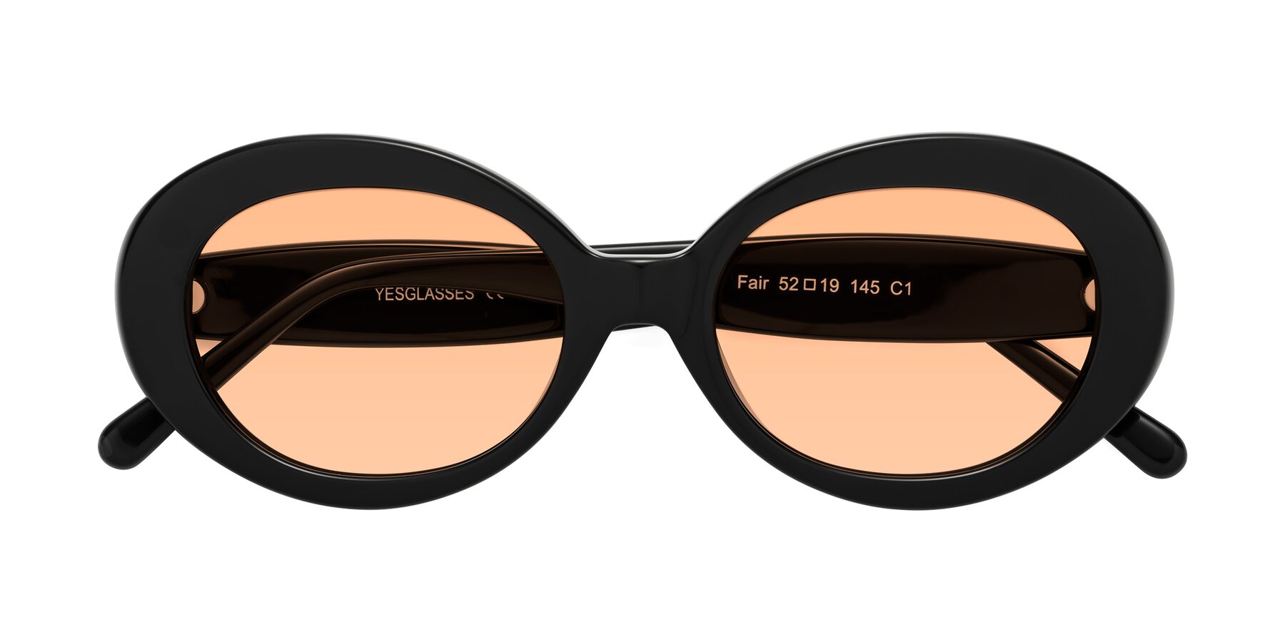 Folded Front of Fair in Black with Light Orange Tinted Lenses