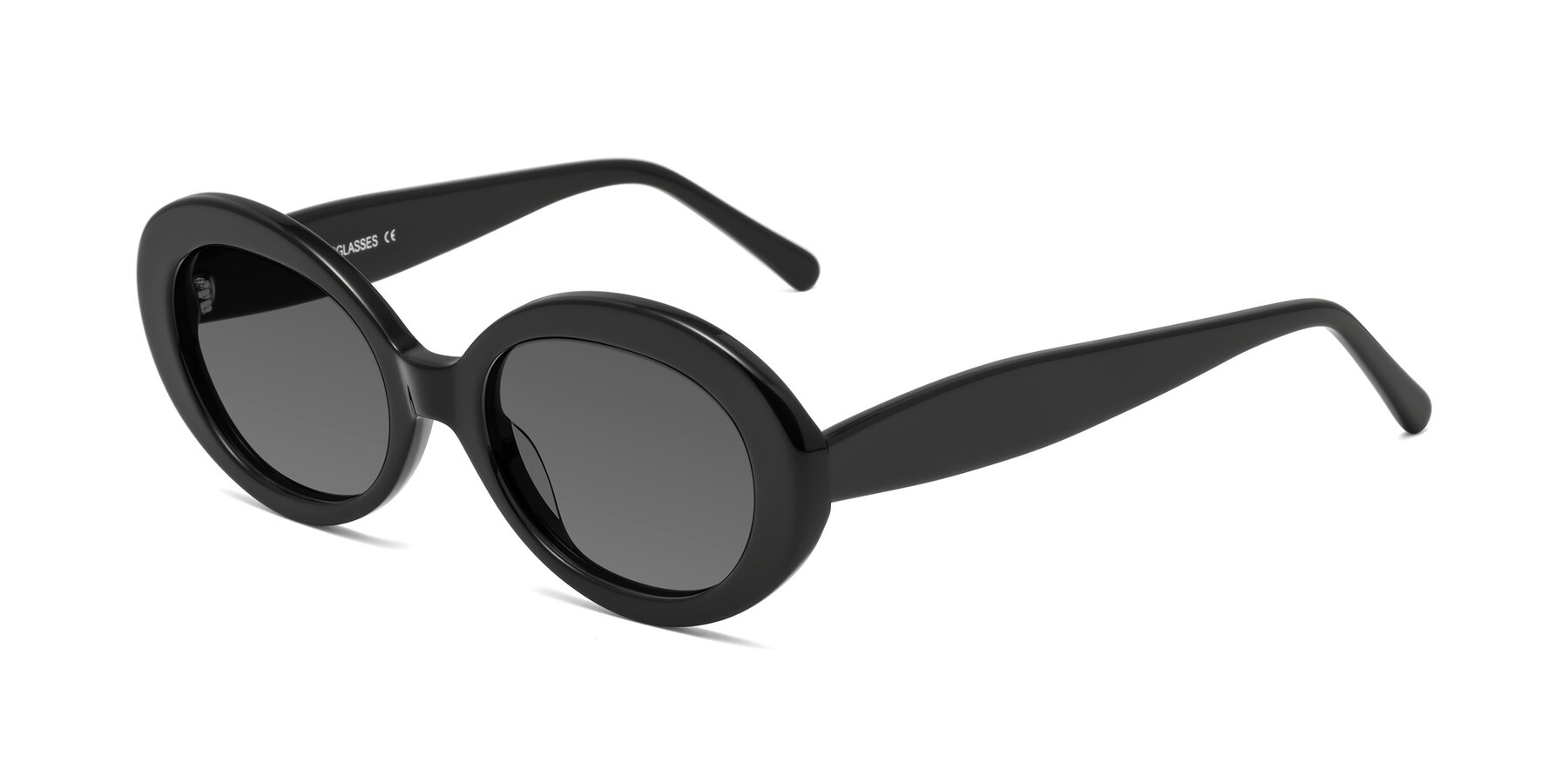 Angle of Fair in Black with Medium Gray Tinted Lenses