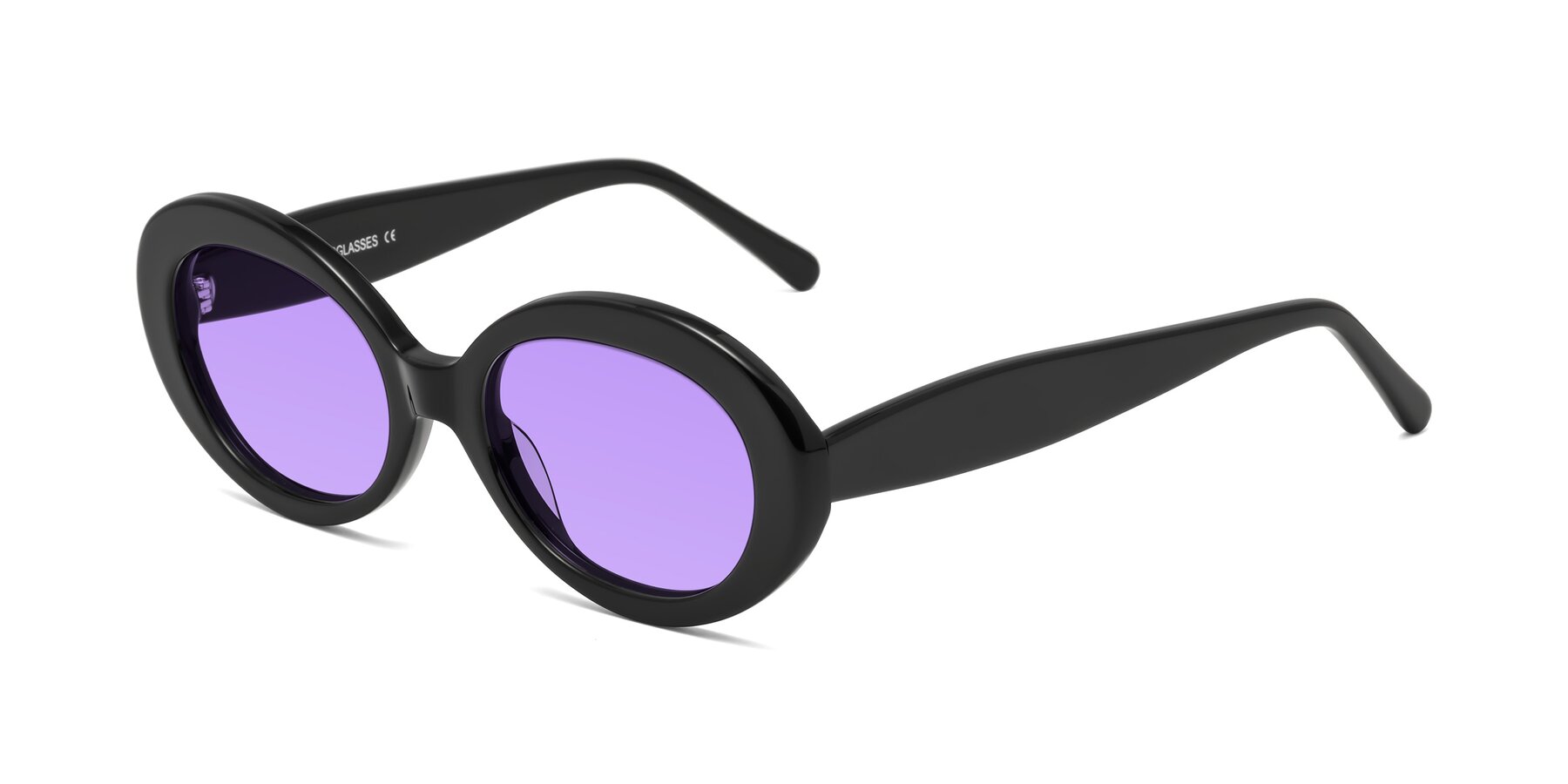 Angle of Fair in Black with Medium Purple Tinted Lenses