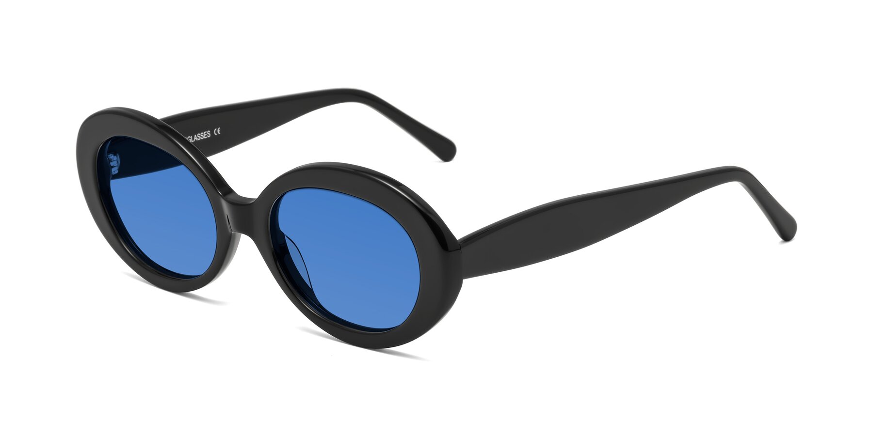 Angle of Fair in Black with Blue Tinted Lenses