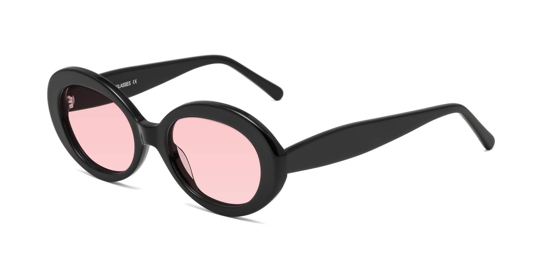 Angle of Fair in Black with Light Garnet Tinted Lenses