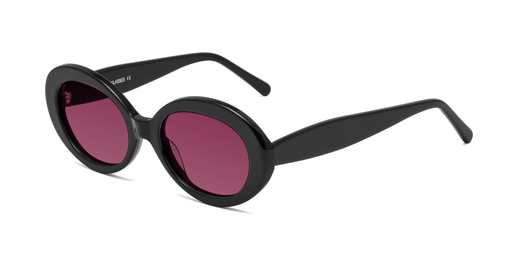 Angle of Fair in Black with Wine Tinted Lenses