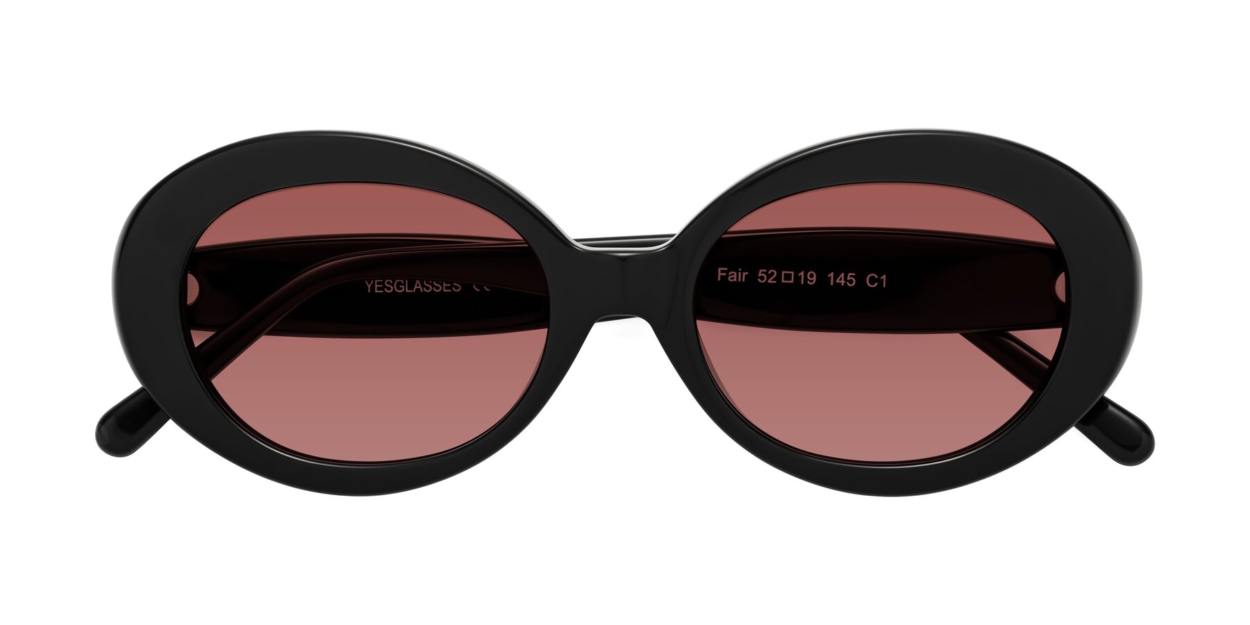 Folded Front of Fair in Black with Garnet Tinted Lenses