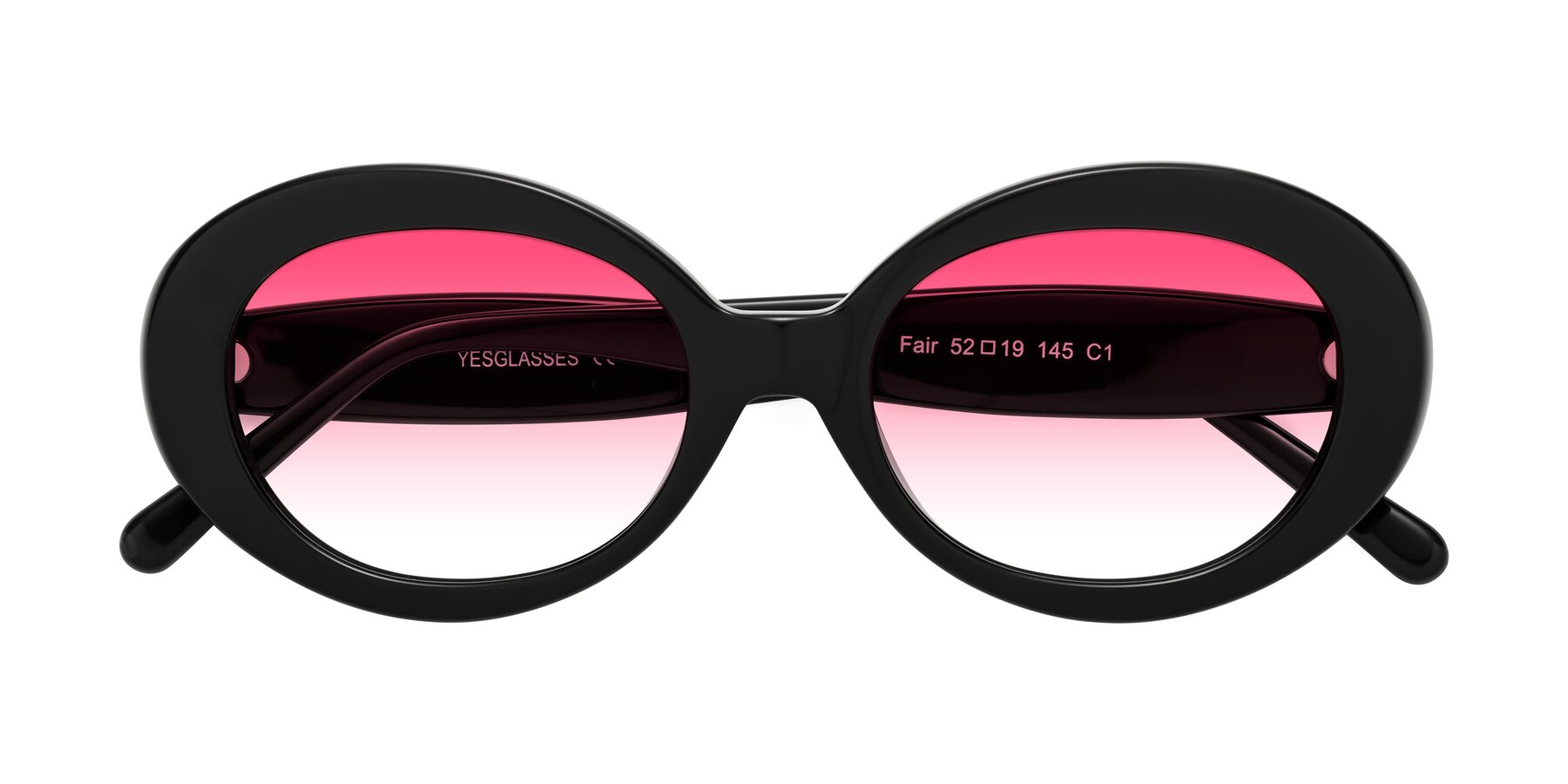 Folded Front of Fair in Black with Pink Gradient Lenses