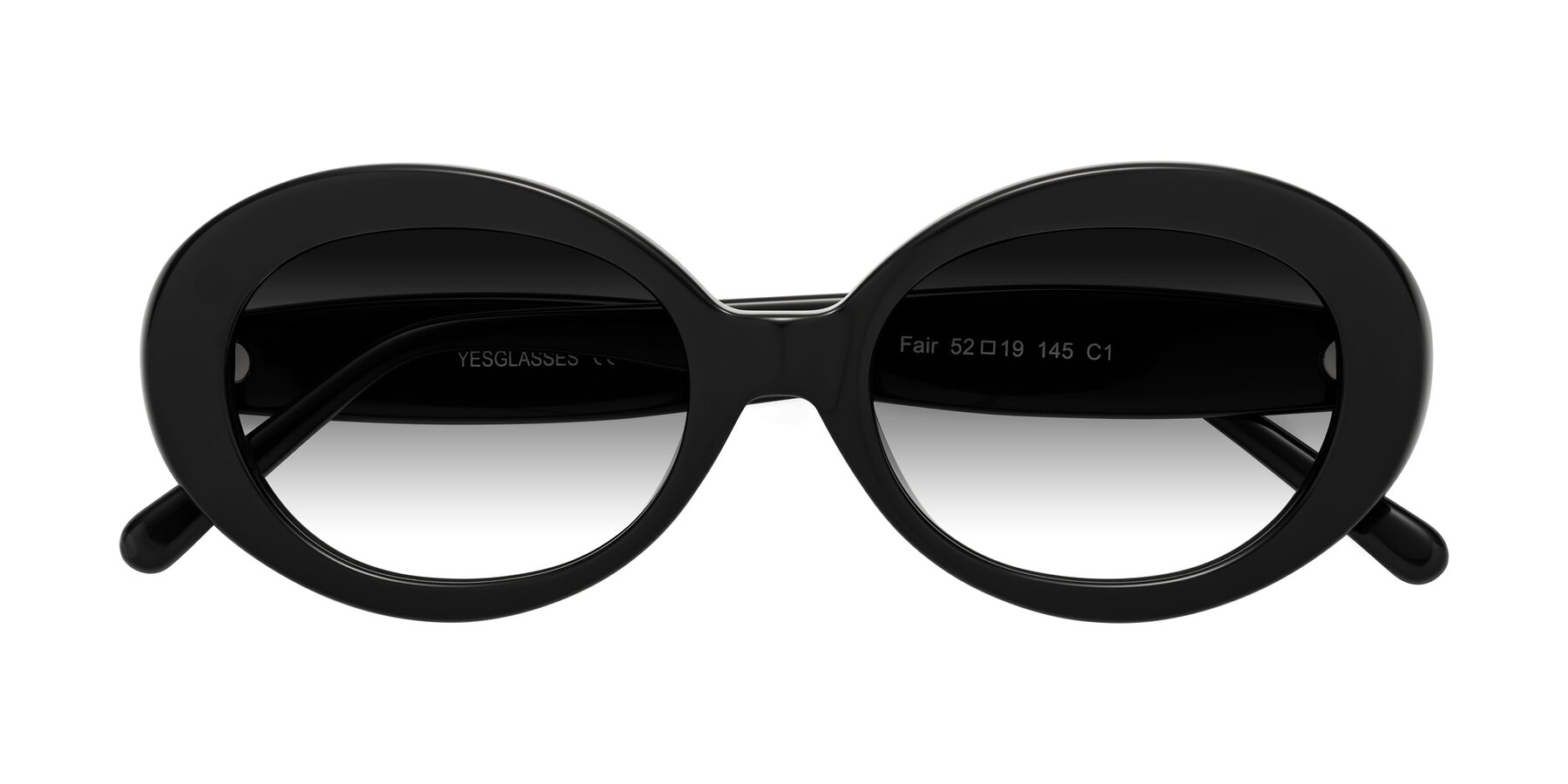 Folded Front of Fair in Black with Gray Gradient Lenses