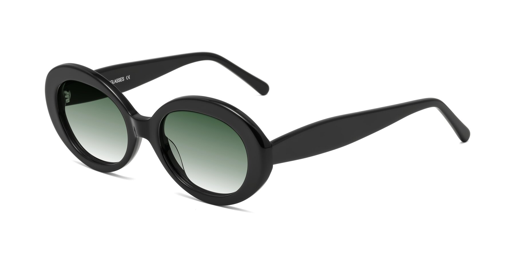 Angle of Fair in Black with Green Gradient Lenses