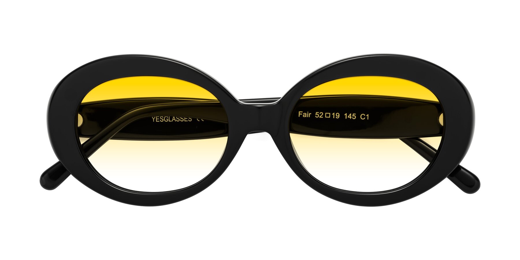 Folded Front of Fair in Black with Yellow Gradient Lenses