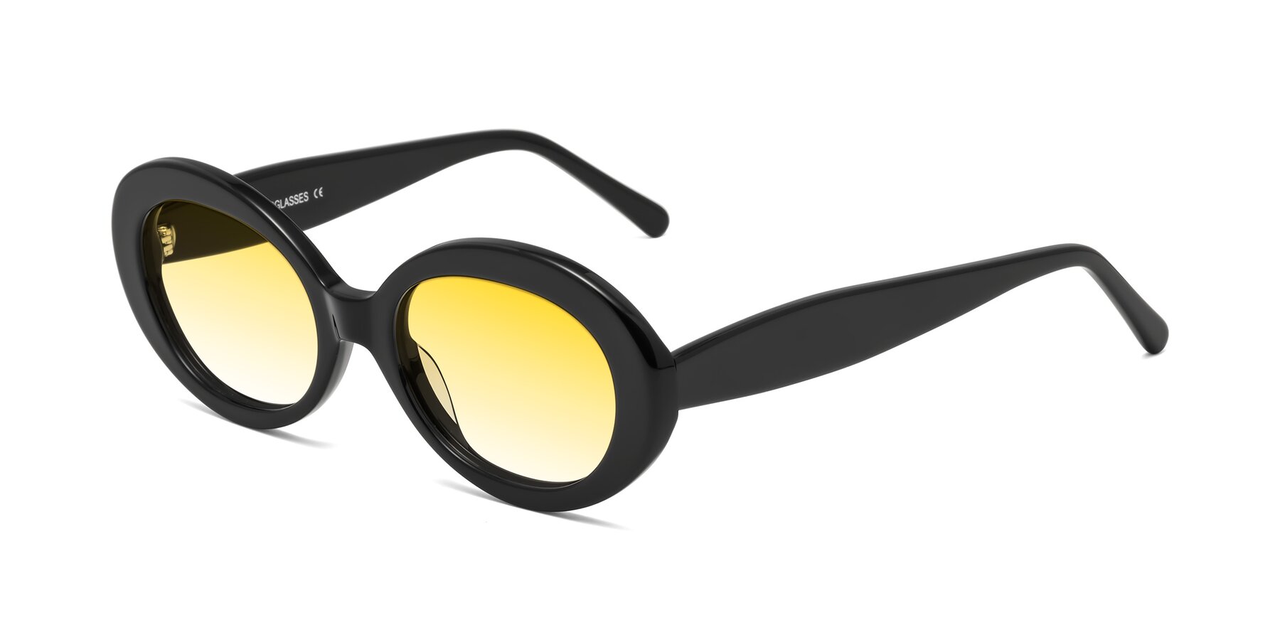 Angle of Fair in Black with Yellow Gradient Lenses