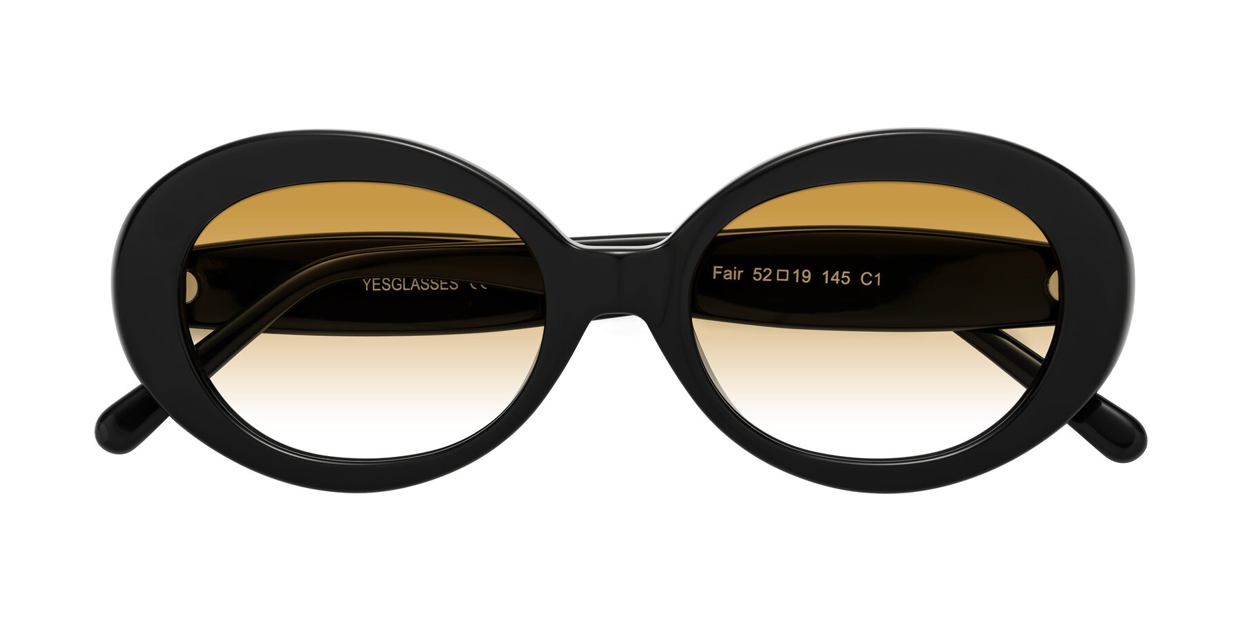 Folded Front of Fair in Black with Champagne Gradient Lenses